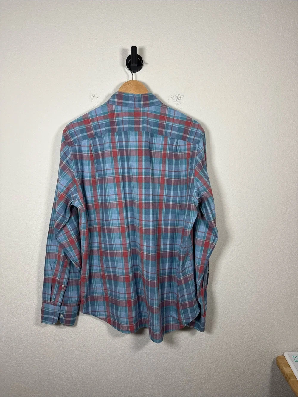 J.Crew Mens Slim Plaid Button Down Shirt Blue Red Size Large